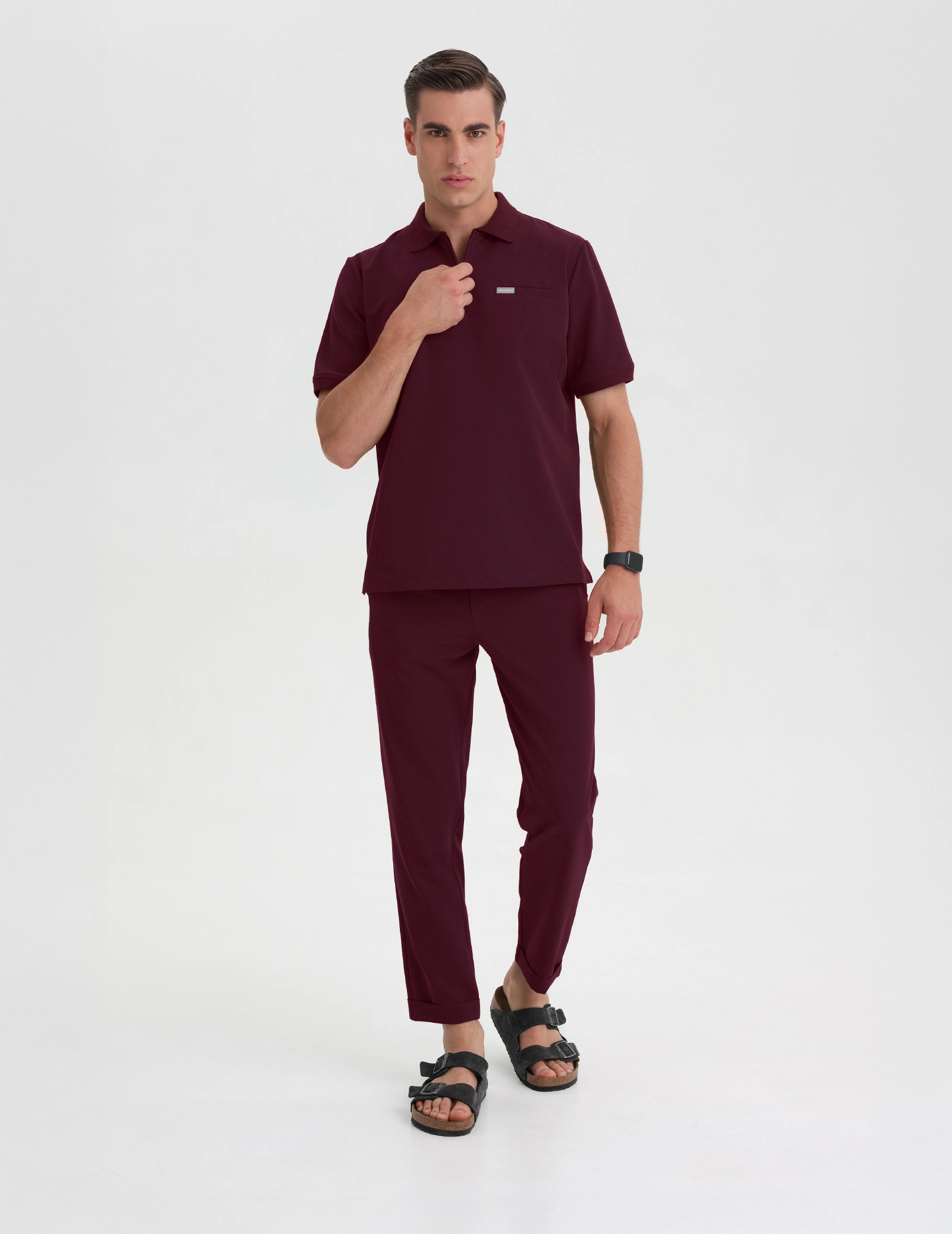 Bluza Medyczna Polo Męska - BURGUNDY