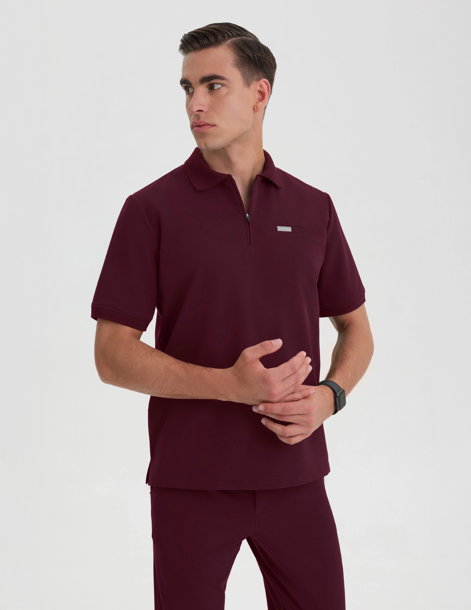 Bluza Medyczna Polo Męska - BURGUNDY