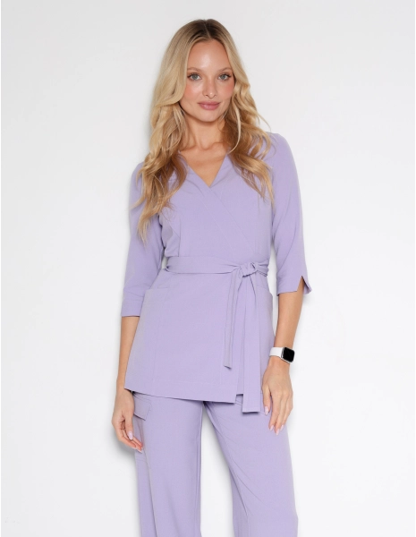 Bluza medyczna wiązana Rosalie - PURPLE HEATHER
