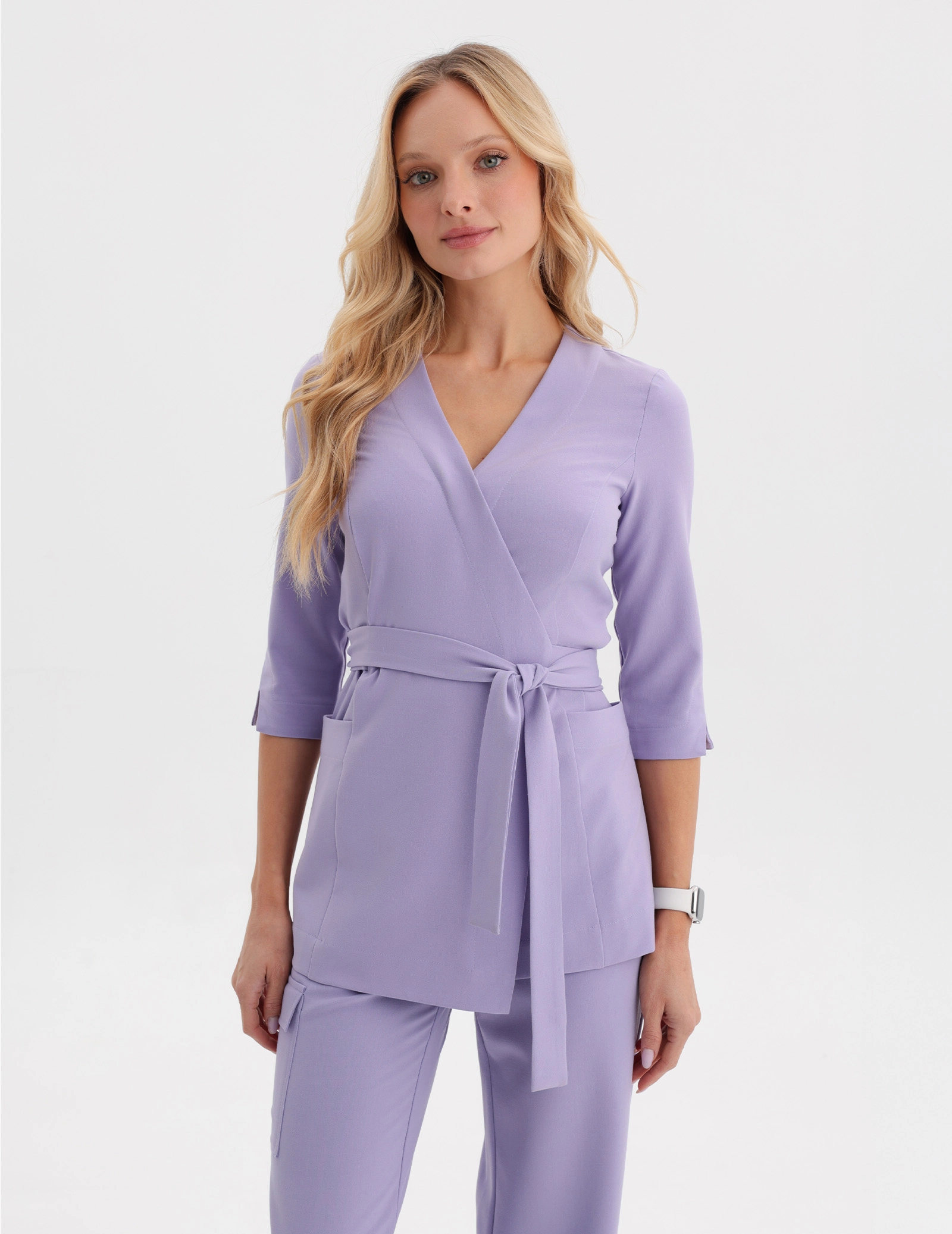 Bluza medyczna wiązana Rosalie - PURPLE HEATHER
