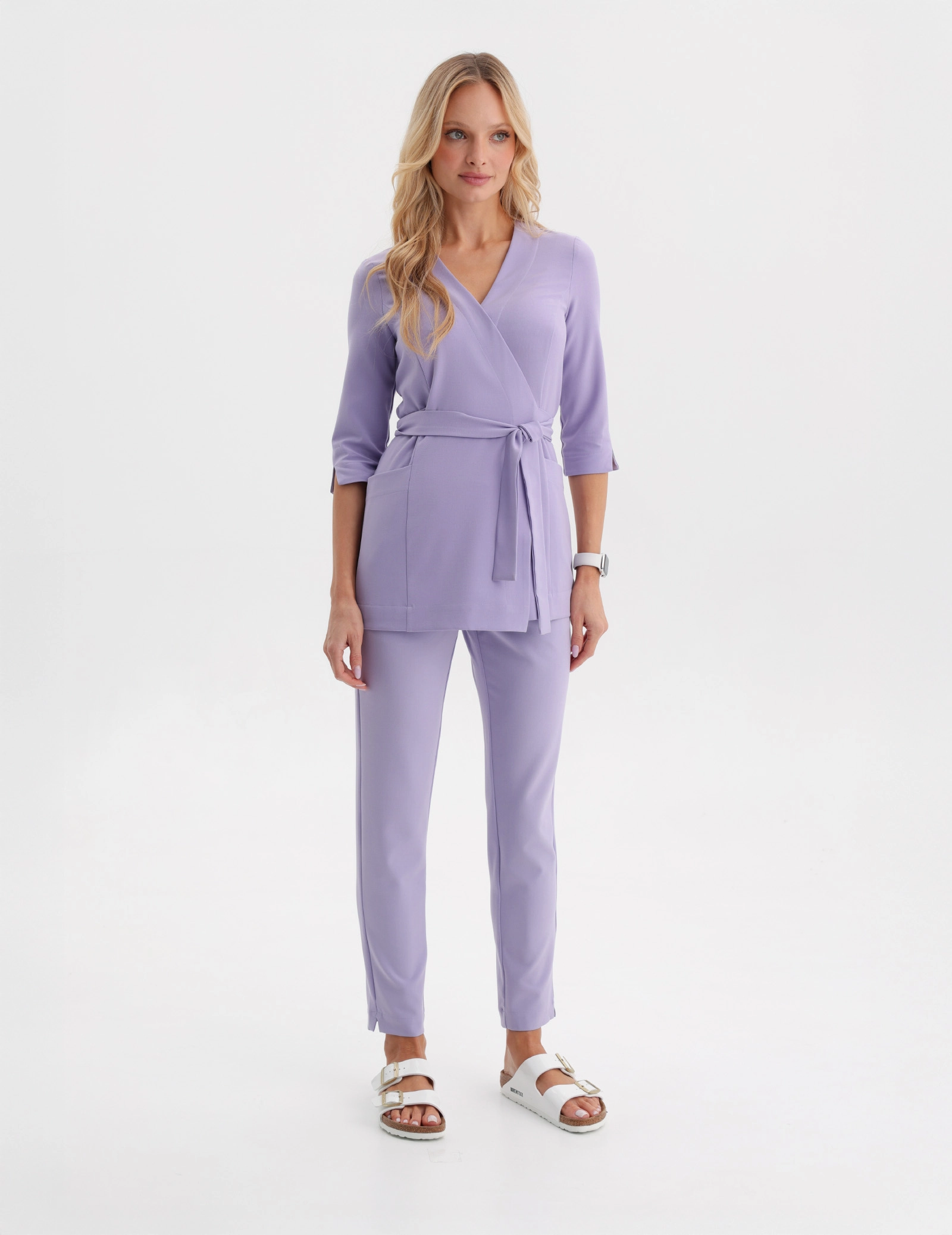 Bluza medyczna wiązana Rosalie - PURPLE HEATHER