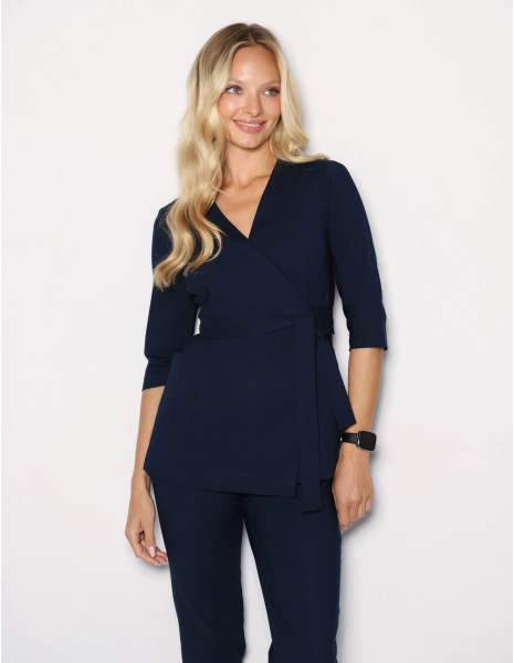 Bluza medyczna wiązana Rosalie - WOODROSE