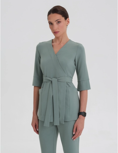 Bluza medyczna wiązana Rosalie - WOODROSE