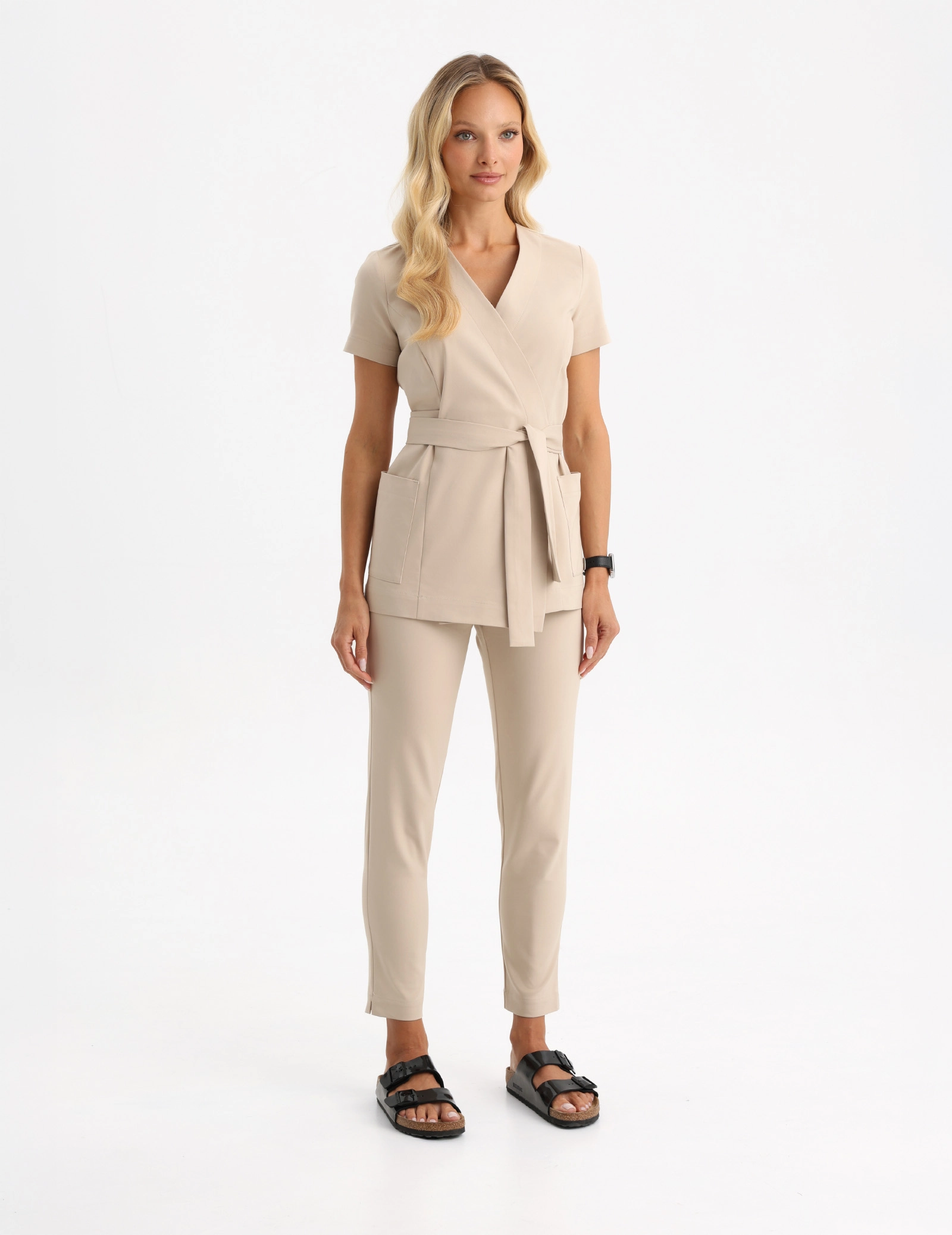 Spodnie Damskie Slim Fit - Nude