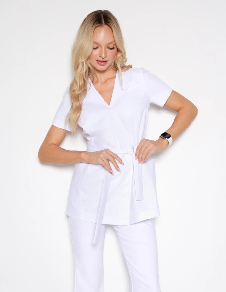 Bluza Medyczna Wiązana Auri - WHITE